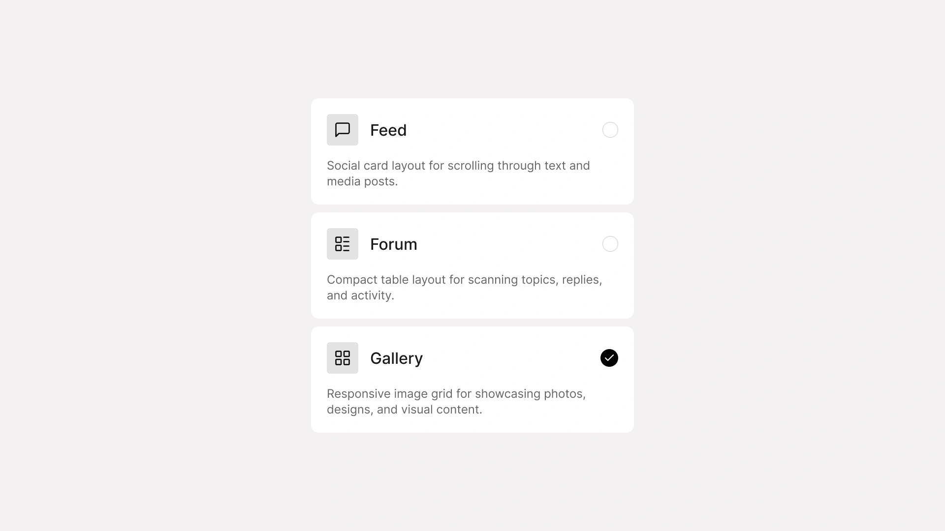 Choosing a community channel layout — Feed